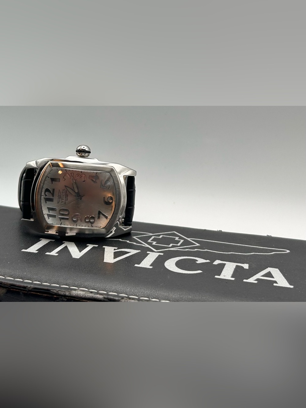 Invicta Lupah 5726 Men’s Rectangle Stainless Steel Quartz Watch 38mm New Battery